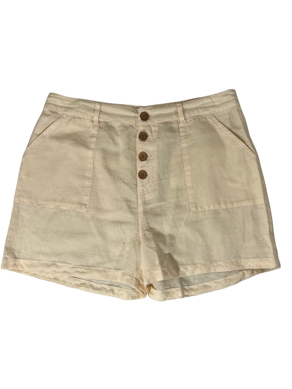 Rip Curl High-Waist Button-Front Shorts in Off White Cream